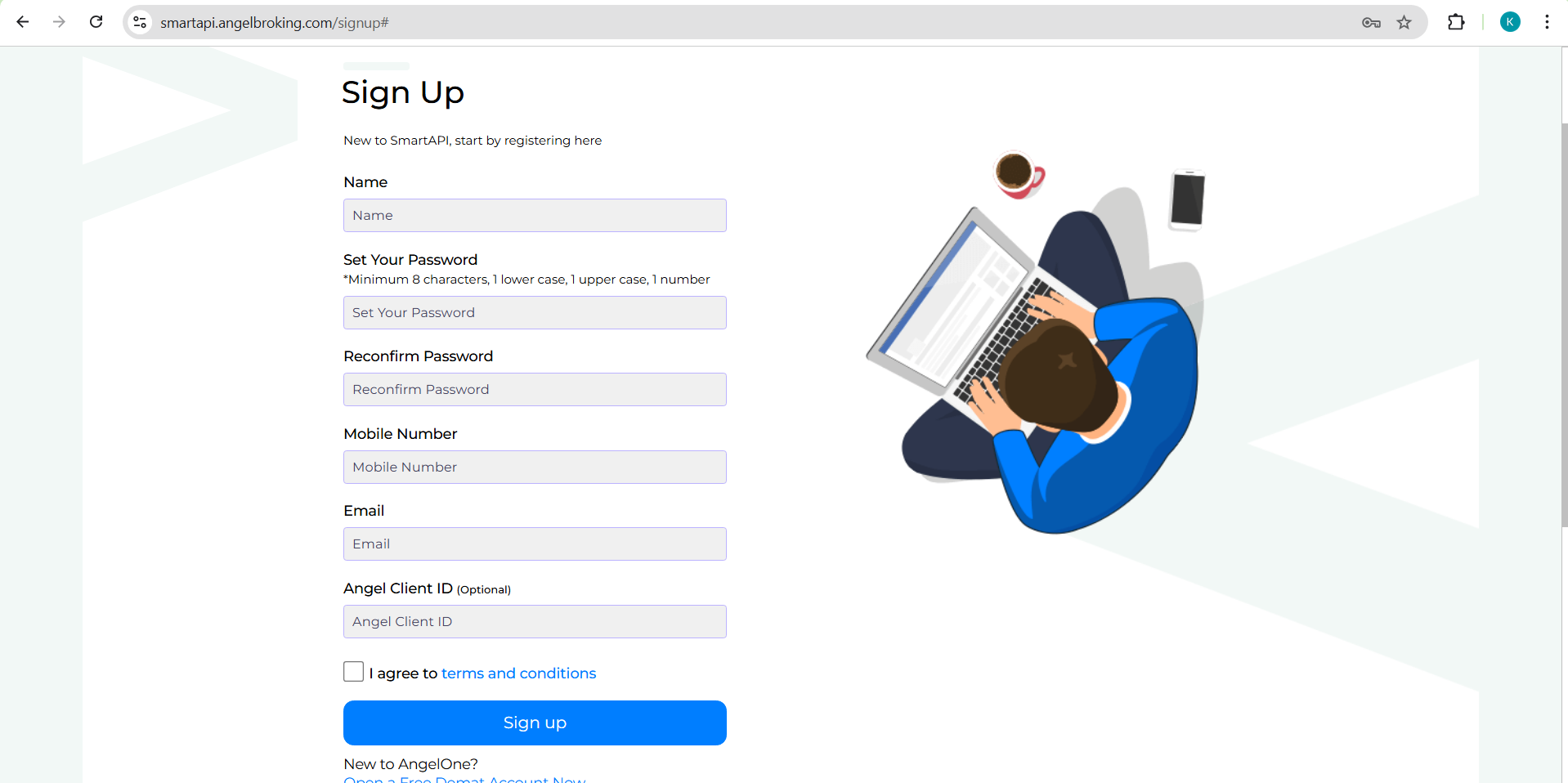 AngelOne Login Screenshot